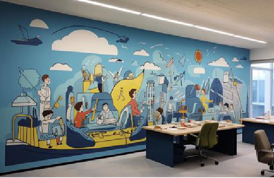  南陵办公室墙绘的特点。